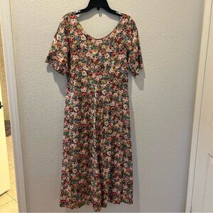 Vintage Kathleen Sommers Beautiful Floral Print Women's Dress Size Small